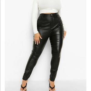 Black Pu Coated Skinny Jeans Leather